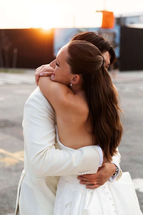 The Golden Hour. When Should Couples Start Thinking About Lighting for Their Wedding? Julia + Ray on the street in Brooklyn, NY