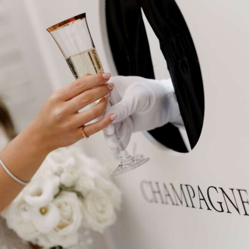 champagne wall at Pardis & Justin’s Great Gatsby themed Wedding at The Foundry - November 8, 2025