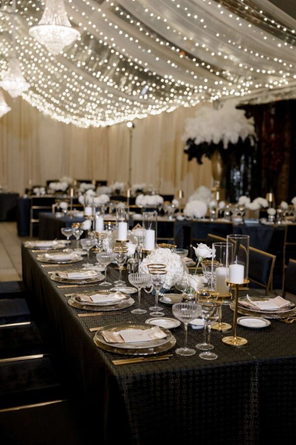 The courtyard tent at Pardis & Justin’s Great Gatsby themed Wedding at The Foundry - November 8, 2025