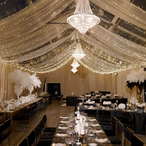 The courtyard tent at Pardis & Justin’s Great Gatsby themed Wedding at The Foundry - November 8, 2025