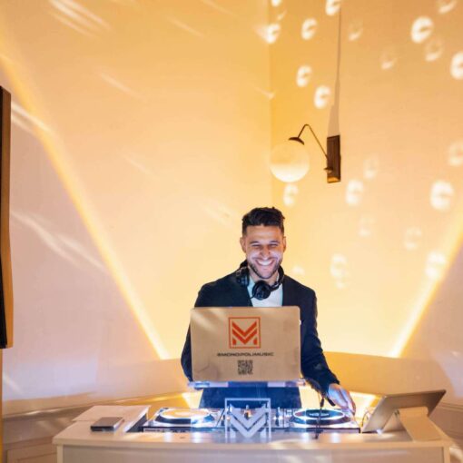 The DJ at Christie and Drew's wedding at The Wythe Hotel.