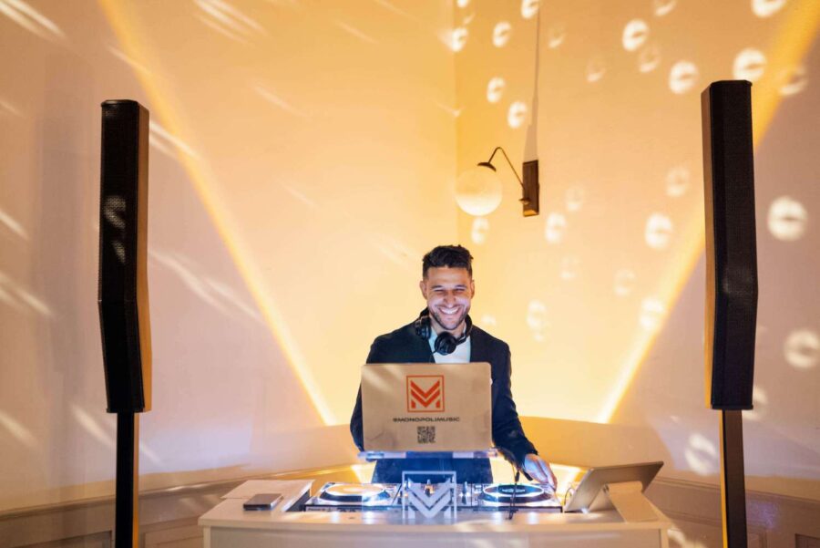 The DJ at Christie and Drew's wedding at The Wythe Hotel.