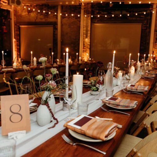 Bryan and Chris utilized zigzag String Lights and up-lights in The Corner Room for their wedding at Rule of Thirds. Bryan and Chris utilized zigzag String Lights and up-lights in The Corner Room for their wedding at Rule of Thirds.