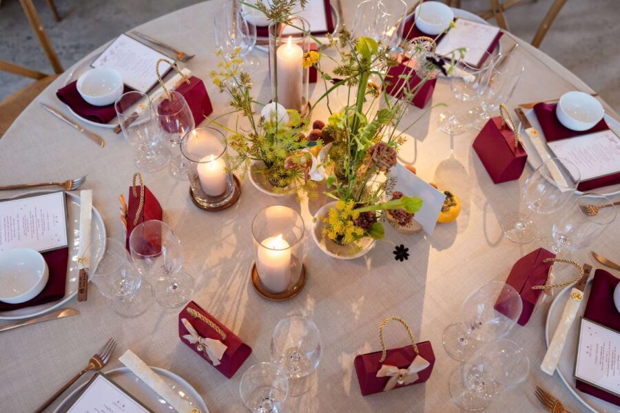 A table setting at Rebecca and Xuerui at The Bordone in Long Island City, NYC.