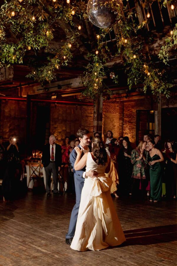 String Lighting with greenery at The Greenpoint Loft.