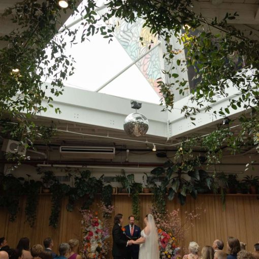 Mackenzie and Tom hosted their spring wedding ceremony in The Atrium at Rule of Thirds in Brooklyn, NY.