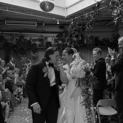 Mackenzie and Tom hosted their spring wedding ceremony in The Atrium at Rule of Thirds in Brooklyn, NY.