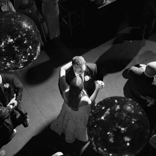 Sophie and David are dancing in the main room under mirror balls in the main room at the Foundry. Sophie and David are dancing in the main room under mirror balls in the main room at the Foundry.